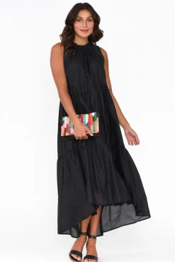 Cotton Dresses<Holiday Melda Black Silk Cotton Dress