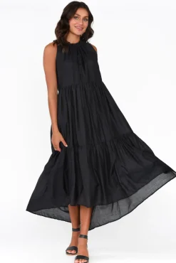 Cotton Dresses<Holiday Melda Black Silk Cotton Dress