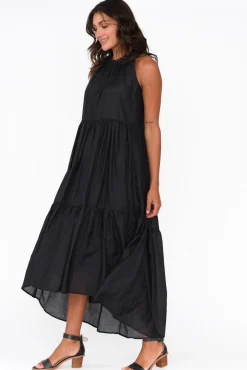 Cotton Dresses<Holiday Melda Black Silk Cotton Dress
