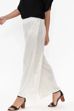 Pants<La Strada Mena White Sequin Wide Leg Pant