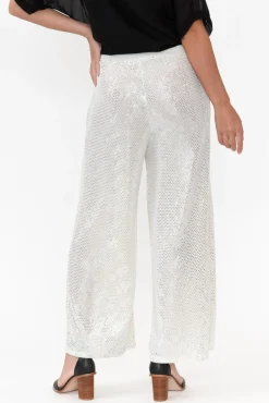 Pants<La Strada Mena White Sequin Wide Leg Pant