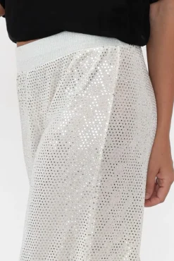 Pants<La Strada Mena White Sequin Wide Leg Pant
