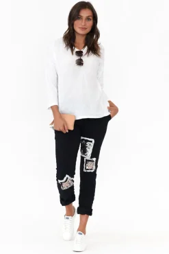 Pants<La Strada Mendes Navy Sequin Stretch Pant