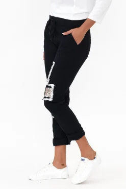 Pants<La Strada Mendes Navy Sequin Stretch Pant