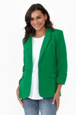 Jackets<Betty Basics Merci Green Ponte Blazer