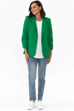 Jackets<Betty Basics Merci Green Ponte Blazer