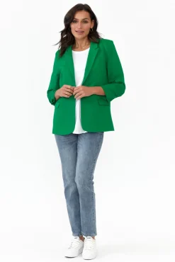 Jackets<Betty Basics Merci Green Ponte Blazer
