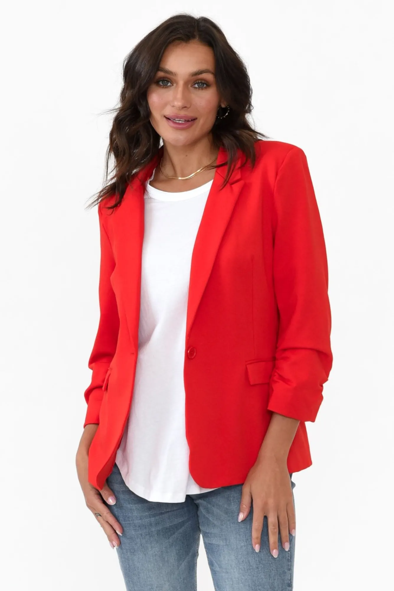 Jackets<Betty Basics Merci Red Ponte Blazer