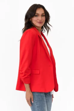 Jackets<Betty Basics Merci Red Ponte Blazer