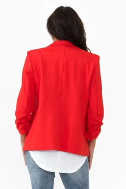 Jackets<Betty Basics Merci Red Ponte Blazer
