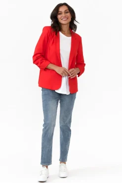 Jackets<Betty Basics Merci Red Ponte Blazer