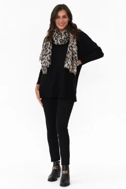 Jumpers<Cali and Co Meryl Black Wool Blend Drape Jumper