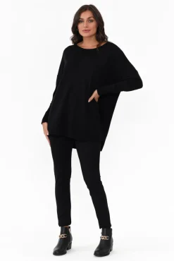 Jumpers<Cali and Co Meryl Black Wool Blend Drape Jumper