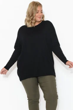 Jumpers<Cali and Co Meryl Black Wool Blend Drape Jumper