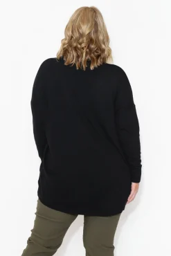 Jumpers<Cali and Co Meryl Black Wool Blend Drape Jumper