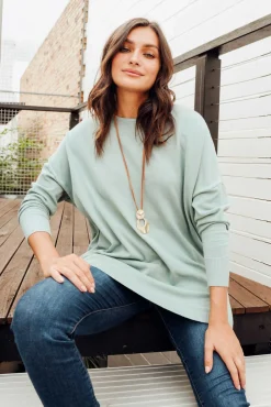 Knitwear<Cali and Co Meryl Sage Wool Blend Drape Jumper