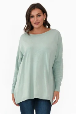 Knitwear<Cali and Co Meryl Sage Wool Blend Drape Jumper