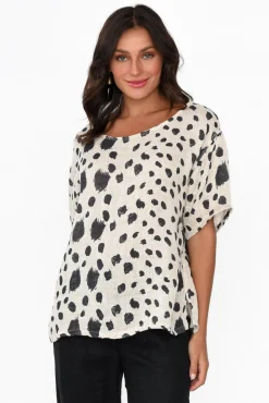 Linen Tops<Imagine Miko Black Spot Linen Top