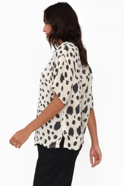 Linen Tops<Imagine Miko Black Spot Linen Top