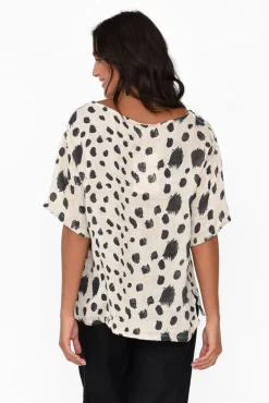 Linen Tops<Imagine Miko Black Spot Linen Top