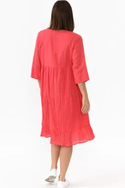 Cotton Dresses<One Summer Milana Cherry Crinkle Cotton Dress