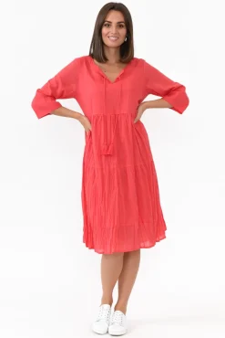 Cotton Dresses<One Summer Milana Cherry Crinkle Cotton Dress