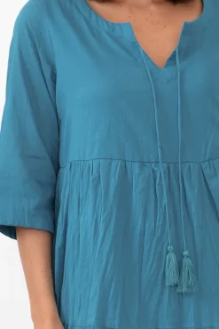 Cotton Dresses<One Summer Milana Ocean Crinkle Cotton Dress