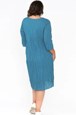 Cotton Dresses<One Summer Milana Ocean Crinkle Cotton Dress