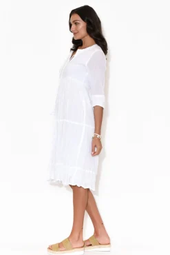 Cotton Dresses<One Summer Milana White Crinkle Cotton Dress