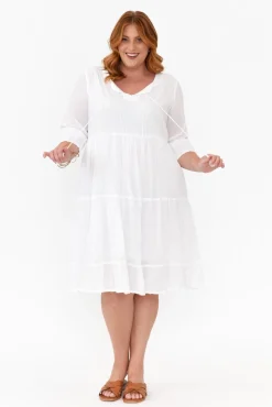 Cotton Dresses<One Summer Milana White Crinkle Cotton Dress