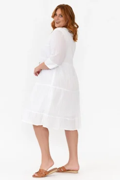 Cotton Dresses<One Summer Milana White Crinkle Cotton Dress