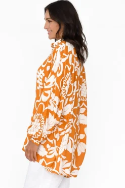 Sleeved Tops<Shanty Milano Orange Garden Relaxed Shirt