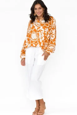 Sleeved Tops<Shanty Milano Orange Garden Relaxed Shirt