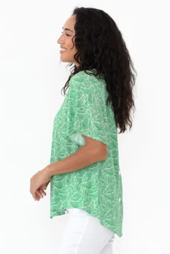 Linen Tops<Willow Tree Miles Green Leaf Linen Blend Top