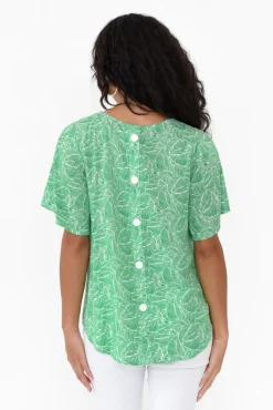 Linen Tops<Willow Tree Miles Green Leaf Linen Blend Top