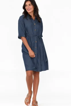 Above Knee Dresses<Betty Basics Miley Blue Denim Shirt Dress