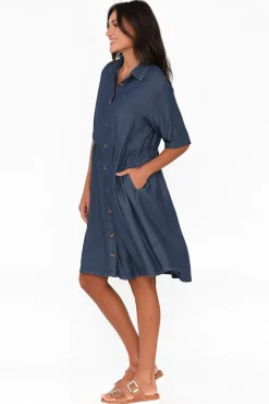 Above Knee Dresses<Betty Basics Miley Blue Denim Shirt Dress