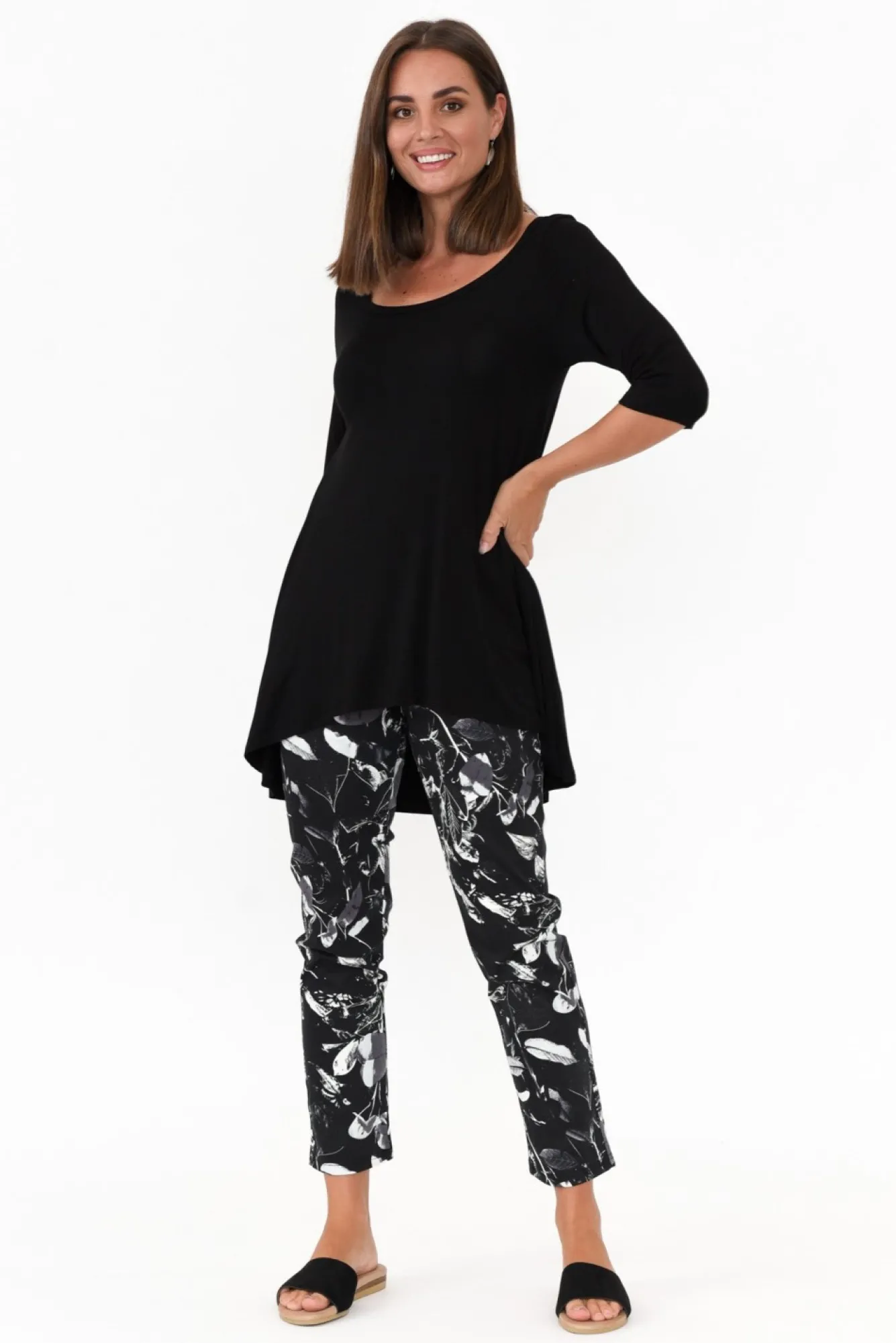 Pants<Whispers Milo Black Leaf Stretch Pant