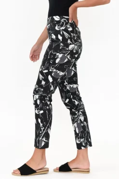 Pants<Whispers Milo Black Leaf Stretch Pant