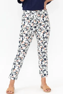 Pants<Bamboo Whispers Milo Navy Floral Stretch Pant