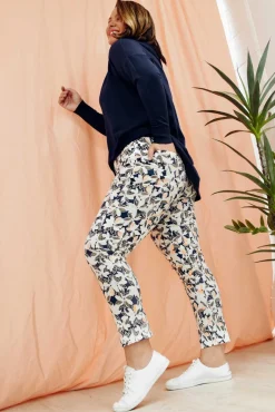 Pants<Bamboo Whispers Milo Navy Floral Stretch Pant