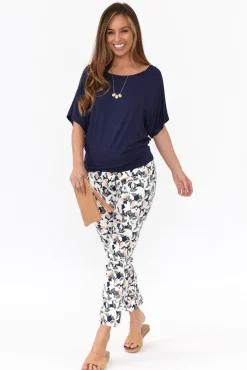 Pants<Bamboo Whispers Milo Navy Floral Stretch Pant