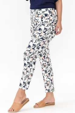 Pants<Bamboo Whispers Milo Navy Floral Stretch Pant