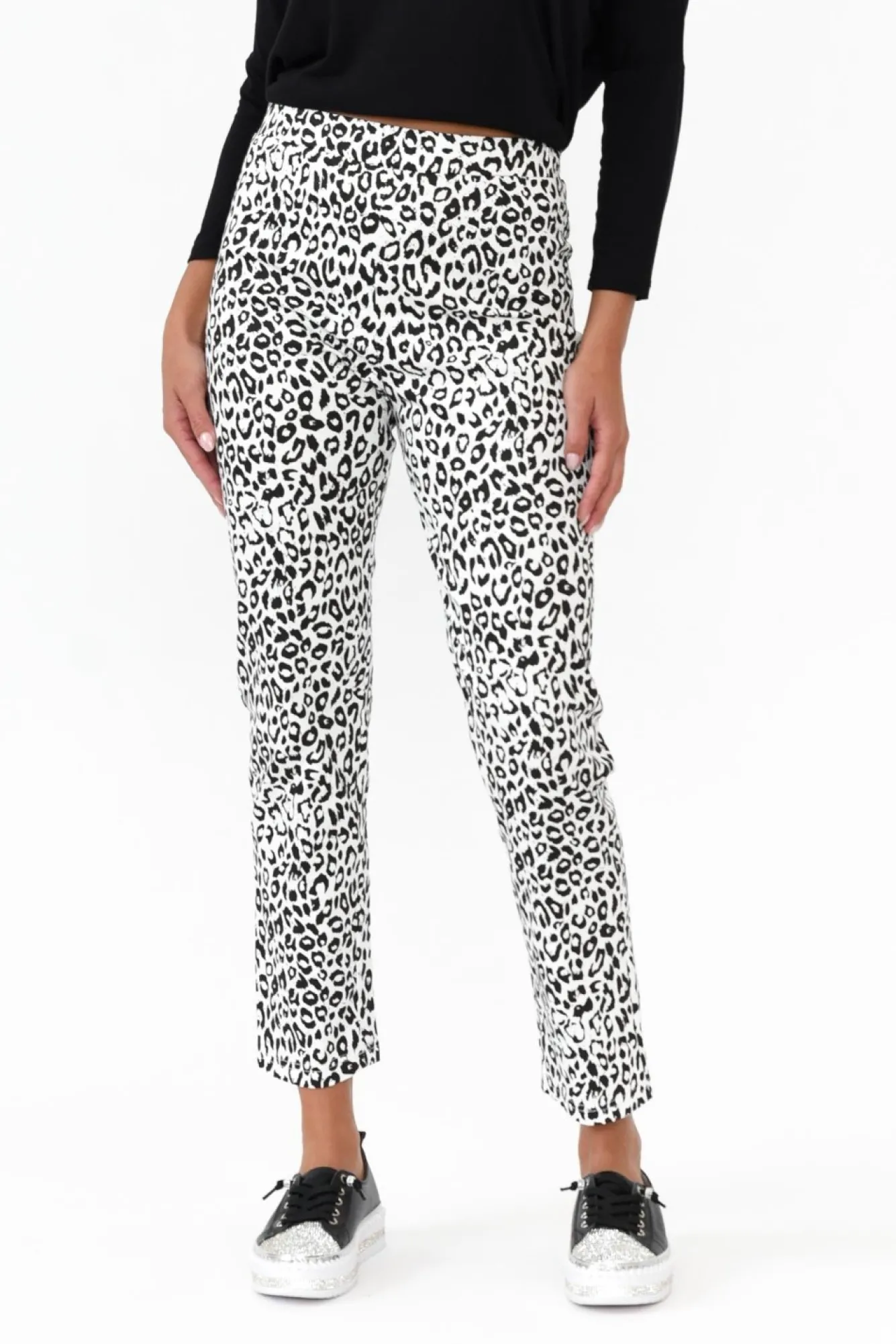 Pants<Whispers Milo White Leopard Stretch Pant