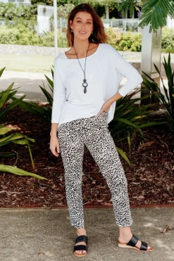 Pants<Whispers Milo White Leopard Stretch Pant