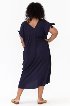 Maxi Dresses<Slate the Label Miranda Navy Cold Shoulder Kaftan