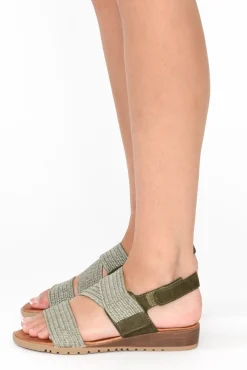 Flat Sandals<Laguna Quays Miss Green Raffia Elastic Sandal