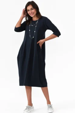 Cotton Dresses<Tirelli Misty Dark Navy Diagonal Seam Dress