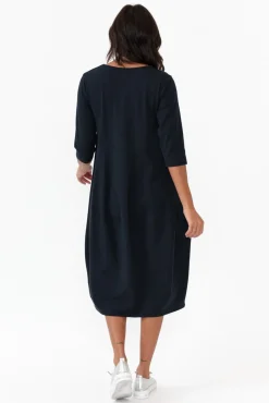Cotton Dresses<Tirelli Misty Dark Navy Diagonal Seam Dress
