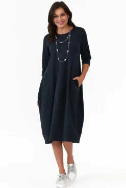 Cotton Dresses<Tirelli Misty Dark Navy Diagonal Seam Dress